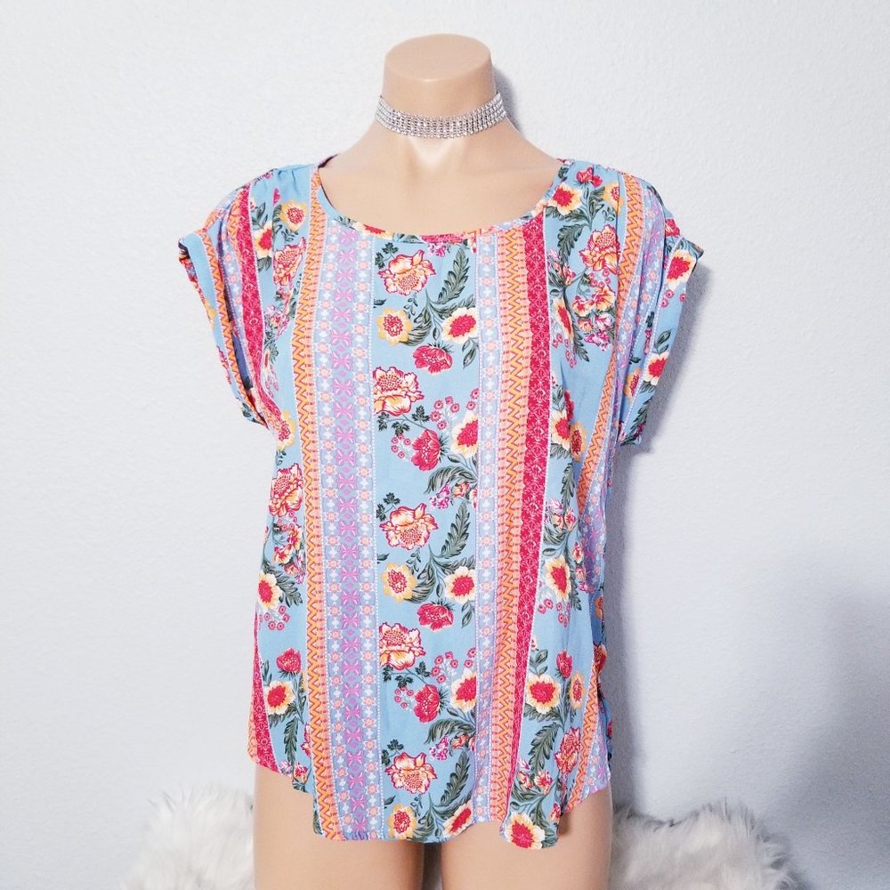 'PINK ROSE VINTAGE'  floral print blouse top